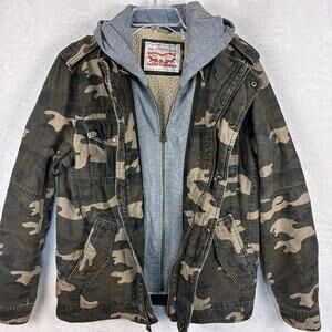 Levis Sherpa Lined Field Jacket Hoodie Men S Camo Utility Full Zip Chore Coat